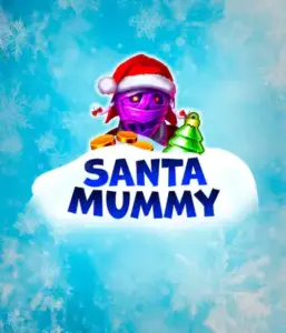  Behold the unique "Santa Mummy" slot game by Belatra, highlighting a Santa-clad mummy decked out in festive holiday attire. This colorful image captures the mummy with a bright purple hue, wearing a Santa hat, amid snowy blue and frosty snowflakes. The game's title, "Santa Mummy," is boldly written in large, cool blue letters.