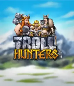 Immerse yourself in "Troll Hunters," where fierce Viking warriors are poised to battle their foes. The logo displays a male and female Viking, armed and ready, overlooking a frosty landscape. They exude strength and courage, symbolizing the core of the game's adventurous theme.