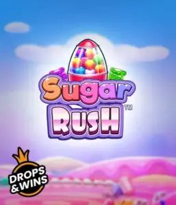 Enjoy the delightful world of Sugar Rush by Pragmatic Play, showcasing a vibrant candy dispenser on a whimsical candy landscape. This graphic captures the joy and thrill of the game, adorned with vivid candies and charming typography. Great for those with a sweet tooth, promising hours of fun. 